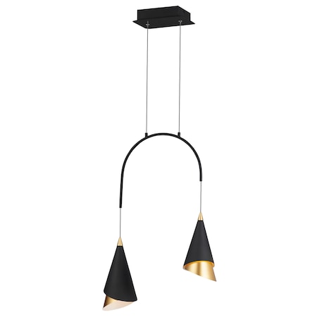 Et2 Mermaid 2-Light 5.5" Wide Black / Metallic Gold Pendant Light E21442-BKMG